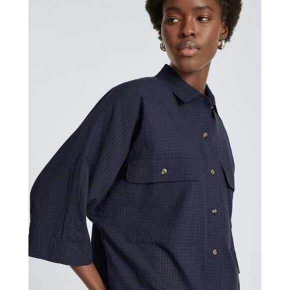 NWT Everlane Women's Button Down Cotton Tourist Shirt True Navy Size XXS - Picture 2 of 12